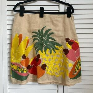 Farm Rio fruit-themed linen mini skirt